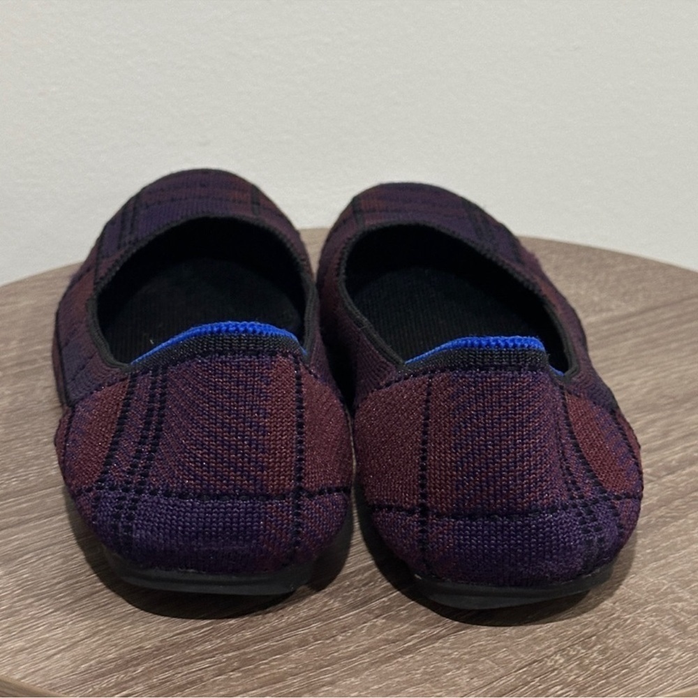 Rothys Square Toe Cranberry Plaid Flat Shoes - Picture 8 of 11